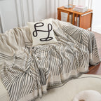 Chenille Striped Sofa Throw Blanket, Furniture Throw Covers Living Room Couch Cover
