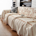 Chenille Striped Floral Couch Cover Sofa Slipcover for Most Shape Sofas, Reversible Sofa Throw Cover