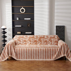 Chenille Striped Floral Couch Cover Sofa Slipcover for Most Shape Sofas, Reversible Sofa Throw Cover