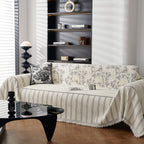 Chenille Striped Floral Couch Cover Sofa Slipcover for Most Shape Sofas, Reversible Sofa Throw Cover