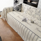 Chenille Striped Floral Couch Cover Sofa Slipcover for Most Shape Sofas, Reversible Sofa Throw Cover