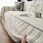Chenille Striped Floral Couch Cover Sofa Slipcover for Most Shape Sofas, Reversible Sofa Throw Cover