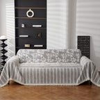 Chenille Striped Floral Couch Cover Sofa Slipcover for Most Shape Sofas, Reversible Sofa Throw Cover