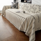 Chenille Striped Floral Couch Cover Sofa Slipcover for Most Shape Sofas, Reversible Sofa Throw Cover