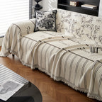 Chenille Striped Floral Couch Cover Sofa Slipcover for Most Shape Sofas, Reversible Sofa Throw Cover