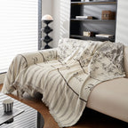 Chenille Striped Floral Couch Cover Sofa Slipcover for Most Shape Sofas, Reversible Sofa Throw Cover