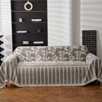 Chenille Striped Floral Couch Cover Sofa Slipcover for Most Shape Sofas, Reversible Sofa Throw Cover