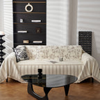 Chenille Striped Floral Couch Cover Sofa Slipcover for Most Shape Sofas, Reversible Sofa Throw Cover