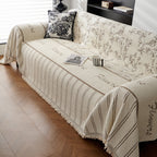 Chenille Striped Floral Couch Cover Sofa Slipcover for Most Shape Sofas, Reversible Sofa Throw Cover