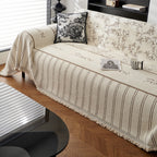 Chenille Striped Floral Couch Cover Sofa Slipcover for Most Shape Sofas, Reversible Sofa Throw Cover