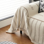 Chenille Striped Floral Couch Cover Sofa Slipcover for Most Shape Sofas, Reversible Sofa Throw Cover