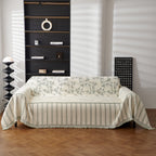 Chenille Striped Floral Couch Cover Sofa Slipcover for Most Shape Sofas, Reversible Sofa Throw Cover