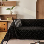 Soft Chenille Sofa Throw Cover, Raised Geometric Texture Furniture Protector Blanket