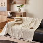 Soft Chenille Sofa Throw Cover, Raised Geometric Texture Furniture Protector Blanket