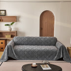 Soft Chenille Sofa Throw Cover, Raised Geometric Texture Furniture Protector Blanket