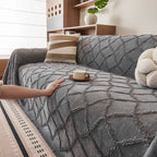 Soft Chenille Sofa Throw Cover, Raised Geometric Texture Furniture Protector Blanket
