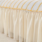 Cute Dotted Stripe Couch Protector, Non-Slip Washable Sofa Cover with Ruffled Skirt