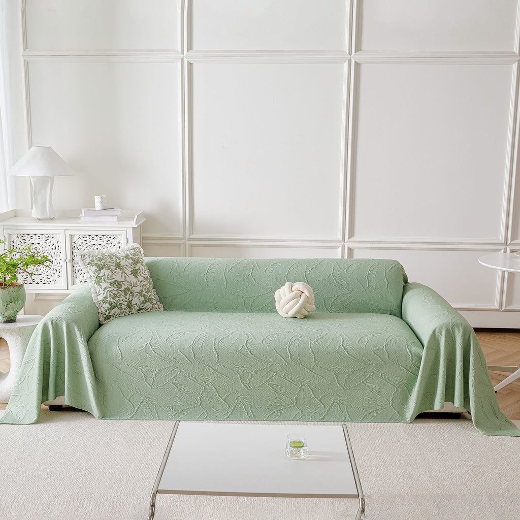 Embossed Leaf Pattern Sofa Cover Blanket for Couch, Soft Cooling Textured Couch Cover