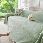 Embossed Leaf Pattern Sofa Cover Blanket for Couch, Soft Cooling Textured Couch Cover