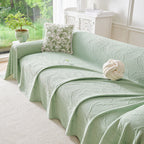 Embossed Leaf Pattern Sofa Cover Blanket for Couch, Soft Cooling Textured Couch Cover
