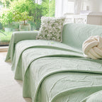 Embossed Leaf Pattern Sofa Cover Blanket for Couch, Soft Cooling Textured Couch Cover