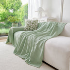 Embossed Leaf Pattern Sofa Cover Blanket for Couch, Soft Cooling Textured Couch Cover