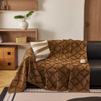 Soft Chenille Sofa Throw Cover, Raised Geometric Texture Furniture Protector Blanket