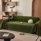 Soft Chenille Sofa Throw Cover, Raised Geometric Texture Furniture Protector Blanket