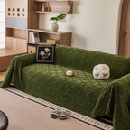 Soft Chenille Sofa Throw Cover, Raised Geometric Texture Furniture Protector Blanket