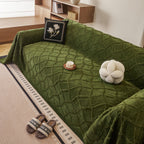 Soft Chenille Sofa Throw Cover, Raised Geometric Texture Furniture Protector Blanket