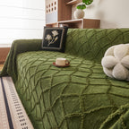 Soft Chenille Sofa Throw Cover, Raised Geometric Texture Furniture Protector Blanket