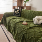 Soft Chenille Sofa Throw Cover, Raised Geometric Texture Furniture Protector Blanket