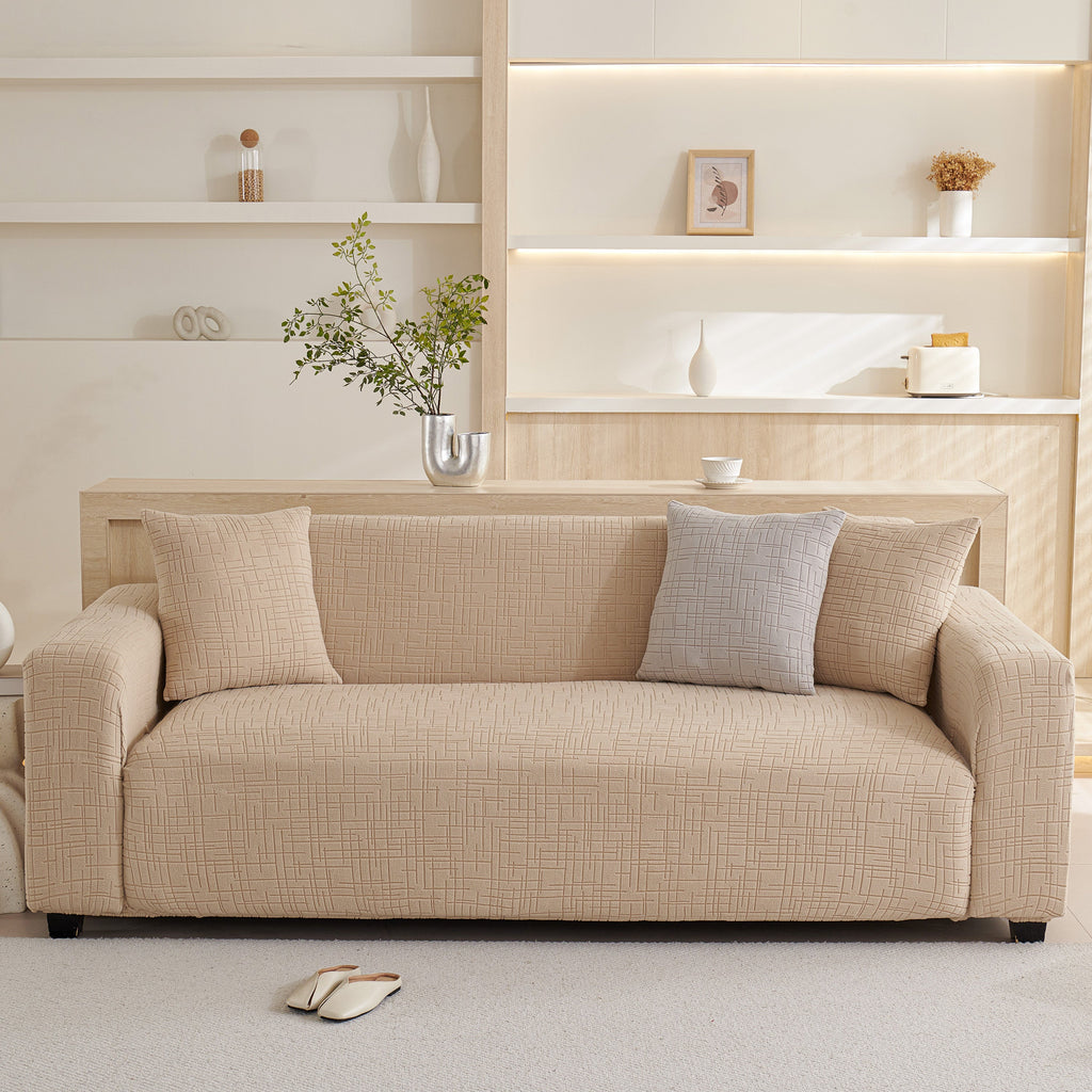Embossed Lines Couch Covers Stretchable Non-Slip & Washable Sofa Slipcovers