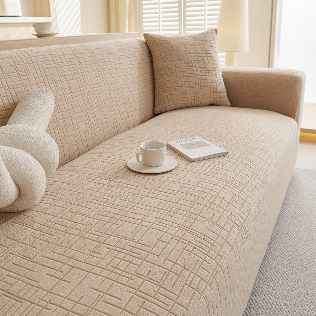 Embossed Lines Couch Covers Stretchable Non-Slip & Washable Sofa Slipcovers