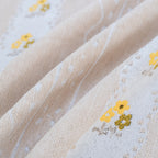 Daisy Striped Sofa Cover with Sheer Ruffle Skirt, Floral Soft Slipcover Blanket