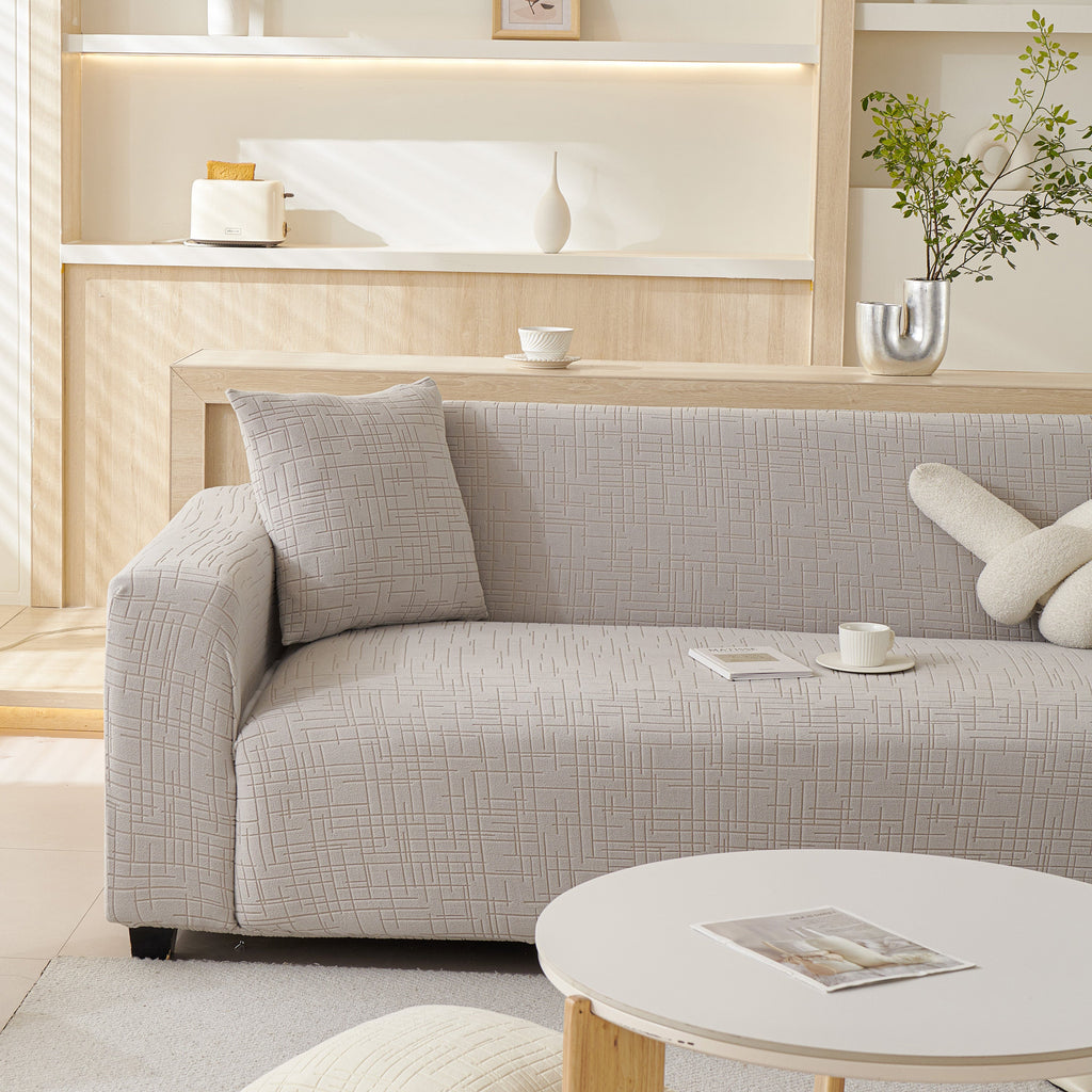 Embossed Lines Couch Covers Stretchable Non-Slip & Washable Sofa Slipcovers
