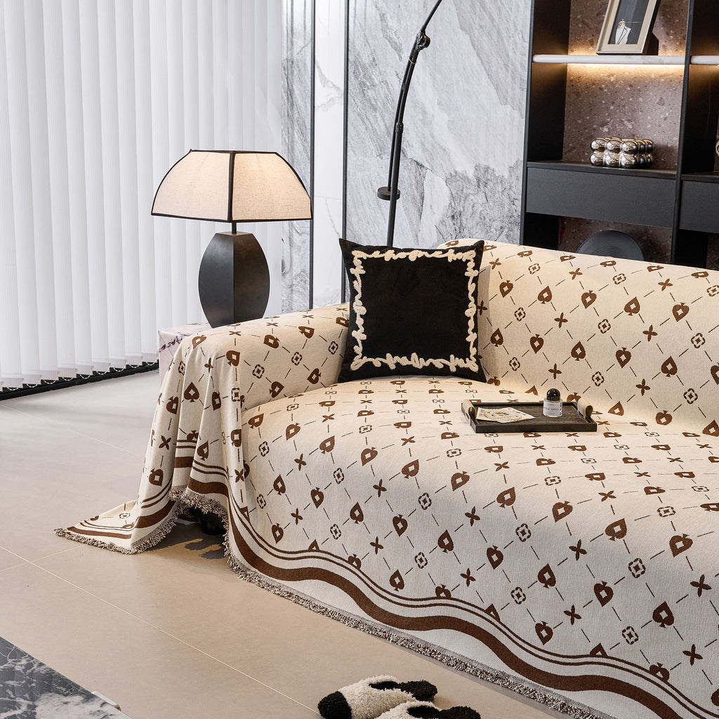 Chenille Jacquard Sofa Throw Cover Blanket, Luxury Thick Woven Couch Cover for Sofa