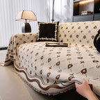 Chenille Jacquard Sofa Throw Cover Blanket, Luxury Thick Woven Couch Cover for Sofa