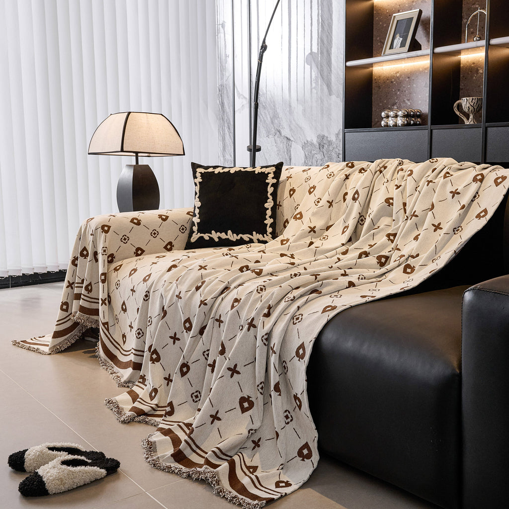 Chenille Jacquard Sofa Throw Cover Blanket, Luxury Thick Woven Couch Cover for Sofa