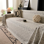 Sofa Cover Throw with Subtle Textured Stripes Lightweight Smooth Couch Slipcover