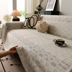 Sofa Cover Throw with Subtle Textured Stripes Lightweight Smooth Couch Slipcover