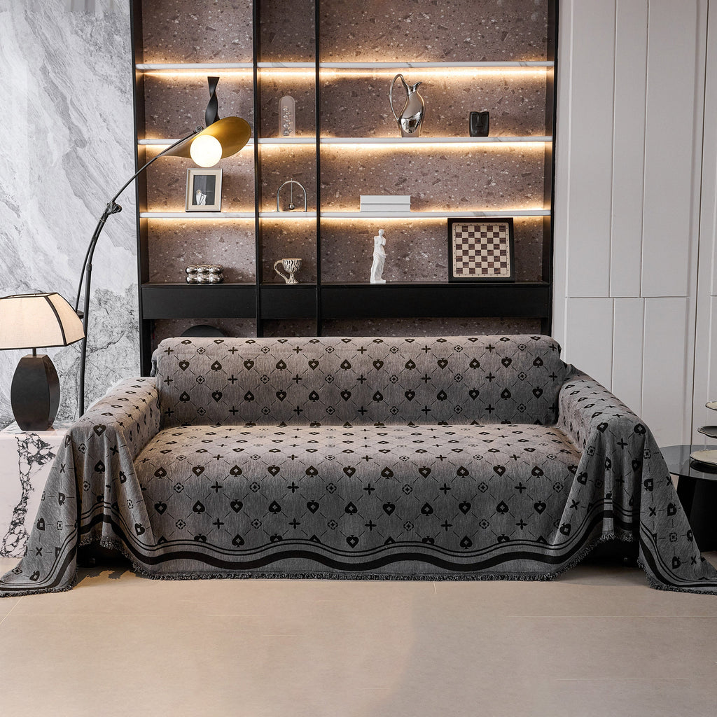 Chenille Jacquard Sofa Throw Cover Blanket, Luxury Thick Woven Couch Cover for Sofa