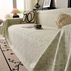 Sofa Cover Throw with Subtle Textured Stripes Lightweight Smooth Couch Slipcover
