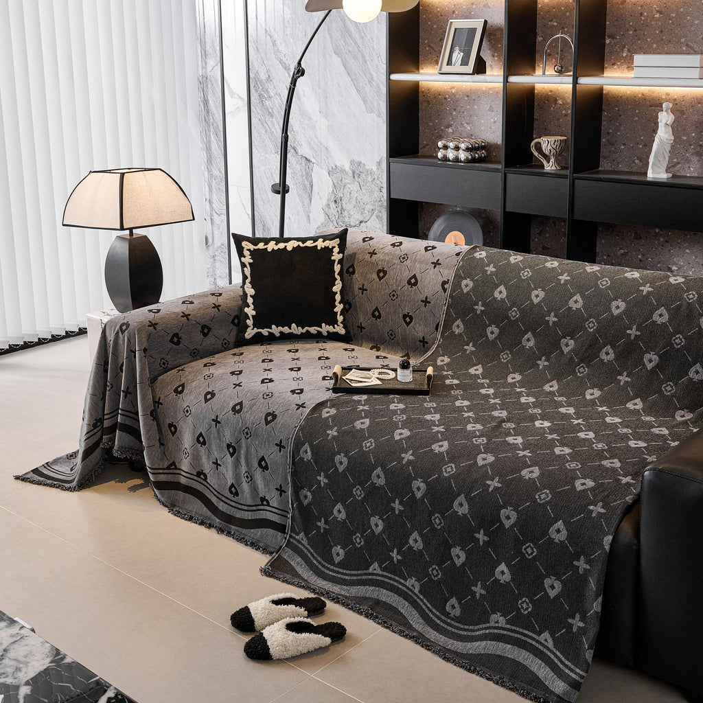 Chenille Jacquard Sofa Throw Cover Blanket, Luxury Thick Woven Couch Cover for Sofa
