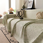 Sofa Cover Throw with Subtle Textured Stripes Lightweight Smooth Couch Slipcover