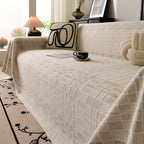 Sofa Cover Throw with Subtle Textured Stripes Lightweight Smooth Couch Slipcover