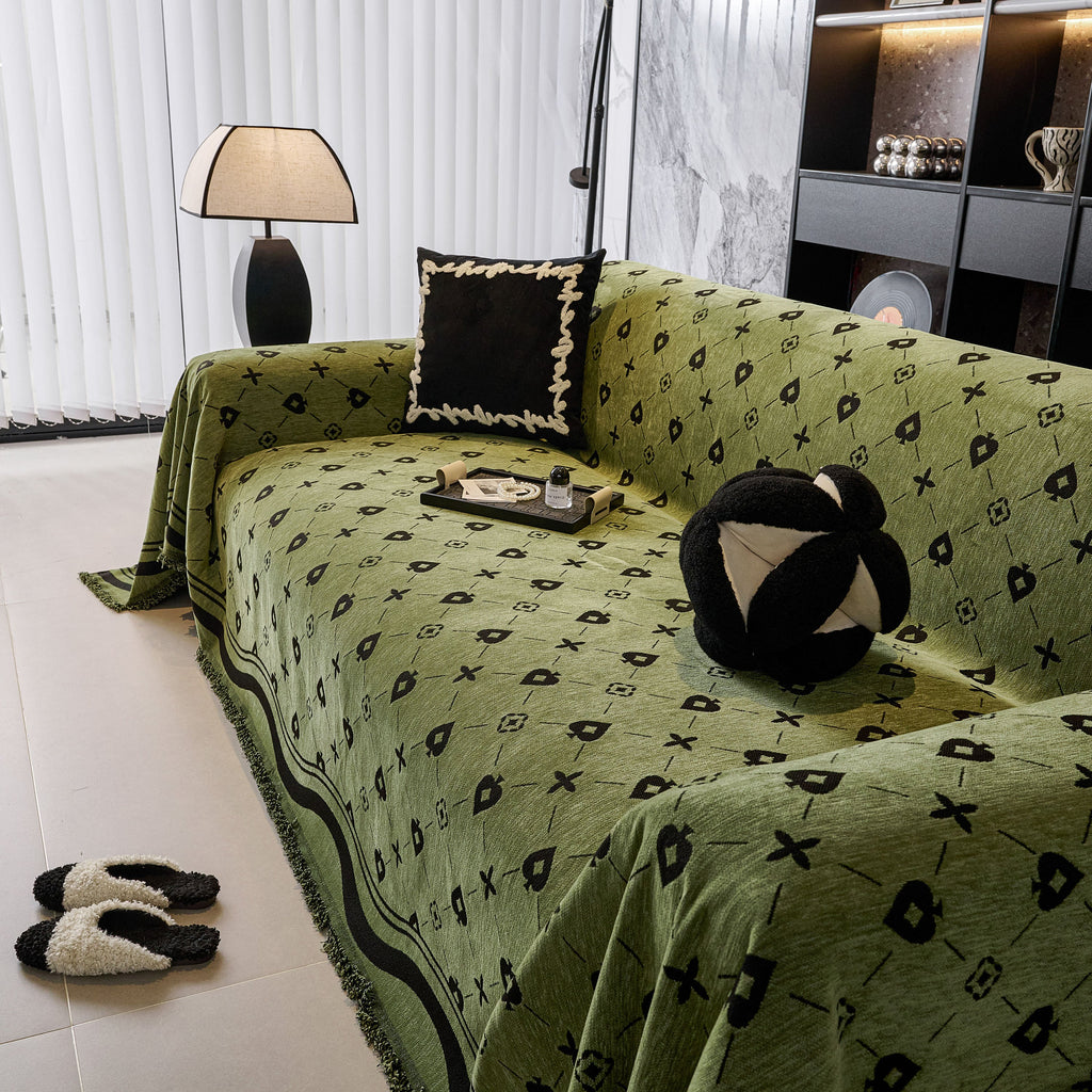 Chenille Jacquard Sofa Throw Cover Blanket, Luxury Thick Woven Couch Cover for Sofa
