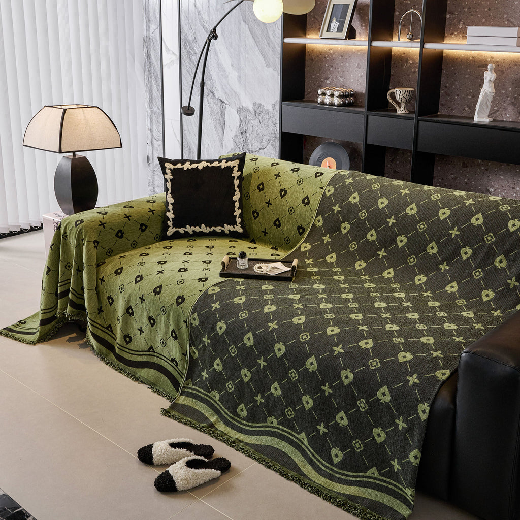 Chenille Jacquard Sofa Throw Cover Blanket, Luxury Thick Woven Couch Cover for Sofa