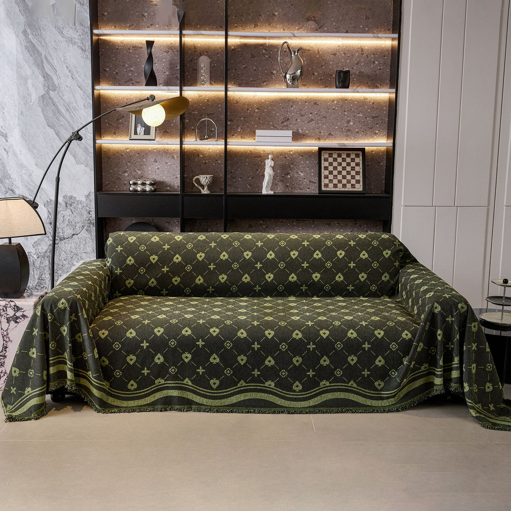 Chenille Jacquard Sofa Throw Cover Blanket, Luxury Thick Woven Couch Cover for Sofa