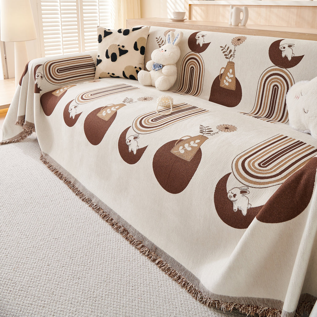 Decorative Throw Blankets for Couch Reversible Chenille Furniture Throw Covers for Sectional Sofa